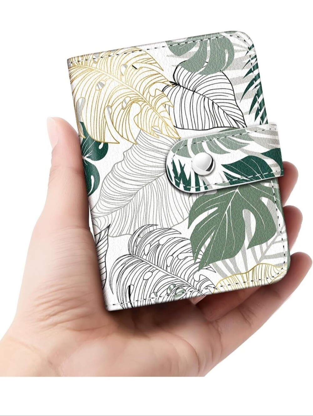 Botanical Leaf Pattern Wallet - Green and White
